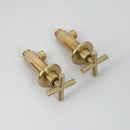 GobekUsa Brushed Gold Rainfall Shower Faucet Set with Dual Handles and Wall Mount