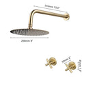 GobekUsa Brushed Gold Rainfall Shower Faucet Set with Dual Handles and Wall Mount