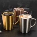Brushed metallic stainless steel thermal mug set kitchen drinkware by Decorbites