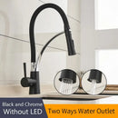 GobekUsa Brushed Nickel Kitchen Sink Faucet LED Light Mixer Tap
