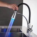 GobekUsa Brushed Nickel Kitchen Sink Faucet LED Light Mixer Tap