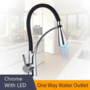 GobekUsa Brushed Nickel Kitchen Sink Faucet LED Light Mixer Tap