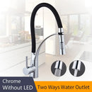 GobekUsa Brushed Nickel Kitchen Sink Faucet LED Light Mixer Tap