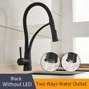 GobekUsa Brushed Nickel Kitchen Sink Faucet LED Light Mixer Tap