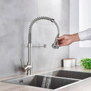 GobekUsa Brushed Nickel Pull Down Kitchen Faucet - 360° Rotation Hot Cold Water Mixer