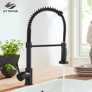 GobekUsa Brushed Nickel Pull Down Kitchen Faucet - 360° Rotation Hot Cold Water Mixer