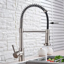 GobekUsa Brushed Nickel Pull Down Kitchen Faucet - 360° Rotation Hot Cold Water Mixer