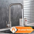 GobekUsa Brushed Nickel Kitchen Faucet Swivel Spout Single Lever Mixer Tap