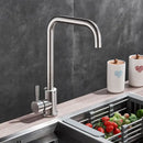GobekUsa Brushed Nickel Kitchen Faucet Swivel Spout Single Lever Mixer Tap