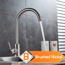 GobekUsa Brushed Nickel Kitchen Faucet Swivel Spout Single Lever Mixer Tap