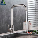 GobekUsa Brushed Nickel Kitchen Faucet Swivel Spout Single Lever Mixer Tap