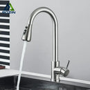 GobekUsa Brushed Nickel Kitchen Faucet with Flexible Pull Out Nozzle and Stream Sprayer