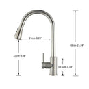 GobekUsa Brushed Nickel Kitchen Faucet with Flexible Pull Out Nozzle and Stream Sprayer