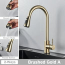GobekUsa Brushed Nickel Kitchen Faucet with Flexible Pull Out Nozzle and Stream Sprayer