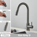 GobekUsa Brushed Nickel Kitchen Faucet with Flexible Pull Out Nozzle and Stream Sprayer