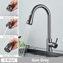 GobekUsa Brushed Nickel Kitchen Faucet with Flexible Pull Out Nozzle and Stream Sprayer