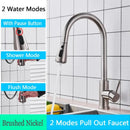 GobekUsa Brushed Nickel Kitchen Faucet with Flexible Pull Out Nozzle and Stream Sprayer