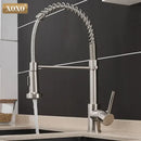 GobekUsa Brushed Nickel Kitchen Faucet Pull Out Swivel Mixer Tap 1343A-S