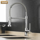GobekUsa Brushed Nickel Kitchen Faucet Pull Out Swivel Mixer Tap 1343A-S