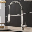 GobekUsa Brushed Nickel Kitchen Faucet Pull Out Swivel Mixer Tap 1343A-S
