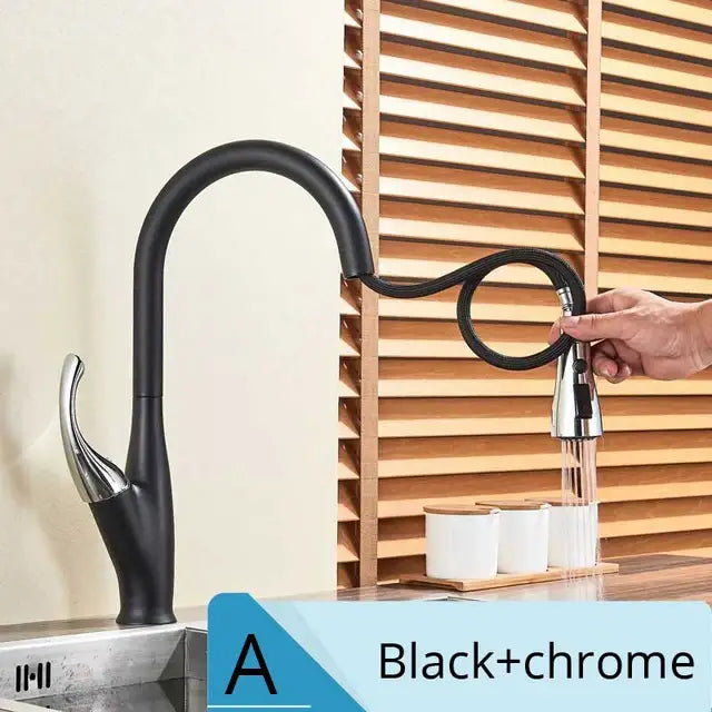 GobekUsa Brushed Nickel Kitchen Faucet Pull Out Single Handle Mixer Tap, photo 11 of 16