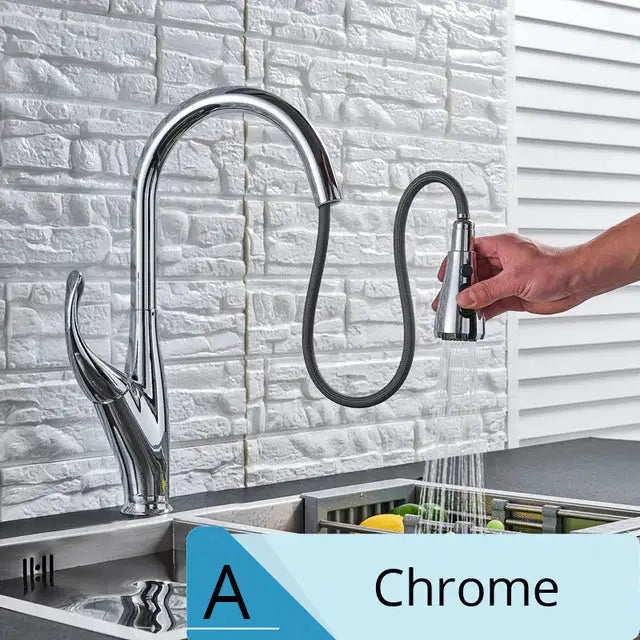 GobekUsa Brushed Nickel Kitchen Faucet Pull Out Single Handle Mixer Tap, photo 10 of 16