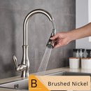 GobekUsa Brushed Nickel Kitchen Faucet Pull Out Single Handle Mixer Tap