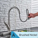 GobekUsa Brushed Nickel Kitchen Faucet Pull Out Single Handle Mixer Tap