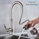 GobekUsa Brushed Nickel Kitchen Faucet Pull Out Single Handle Mixer Tap