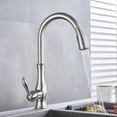 GobekUsa Brushed Nickel Kitchen Faucet Pull Out Single Handle Mixer Tap