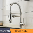 GobekUsa Brushed Nickel Kitchen Faucet Pull Out Mixer Tap Swivel Water Outlet