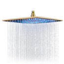 GobekUsa Brushed Nickel LED 16" Rainfall Shower Head with Color Changing Lights