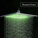 GobekUsa Brushed Nickel LED 16" Rainfall Shower Head with Color Changing Lights