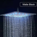 GobekUsa Brushed Nickel LED 16" Rainfall Shower Head with Color Changing Lights