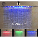 GobekUsa Brushed Nickel LED 16" Rainfall Shower Head with Color Changing Lights