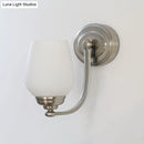 GobekUsa Milk Glass Wall Sconce Light in Nickel for Stairways