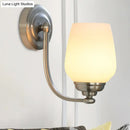 GobekUsa Milk Glass Wall Sconce Light in Nickel for Stairways