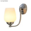GobekUsa Milk Glass Wall Sconce Light in Nickel for Stairways