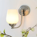 GobekUsa Milk Glass Wall Sconce Light in Nickel for Stairways