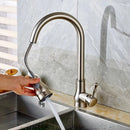 GobekUsa Brushed Nickel Pull Out Kitchen Faucet Single Lever Sprayer