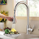 GobekUsa Brushed Nickel Pull Out Kitchen Faucet with Flexible Stream Sprayer Head