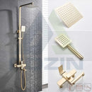 GobekUsa Brushed Nickel Rain Shower System with Square Hand Shower Mixer