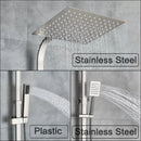 GobekUsa Brushed Nickel Rain Shower System with Square Hand Shower Mixer