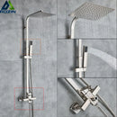 GobekUsa Brushed Nickel Rain Shower System with Square Hand Shower Mixer