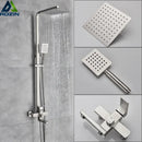 GobekUsa Brushed Nickel Rain Shower System with Square Hand Shower Mixer