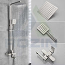 GobekUsa Brushed Nickel Rain Shower System with Square Hand Shower Mixer