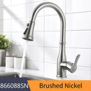 GobekUsa Brushed Nickel Pull Out Kitchen Faucet Swivel Water Mixer Tap Single Handle