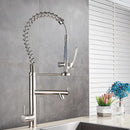 GobekUsa Brushed Nickel Spring Kitchen Faucet Single Handle 360 Rotation Mixer Tap