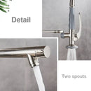 GobekUsa Brushed Nickel Spring Kitchen Faucet Single Handle 360 Rotation Mixer Tap