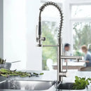 GobekUsa Brushed Nickel Spring Kitchen Faucet Single Handle 360 Rotation Mixer Tap